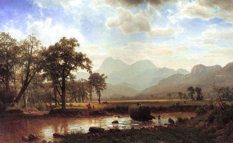 Bierstadt, Albert Haying, Conway Meadows oil painting picture